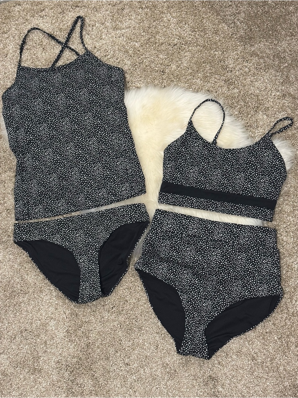 Senita Athletics Women’s Black Speckled Two Two-Piece Swim Sets Size S